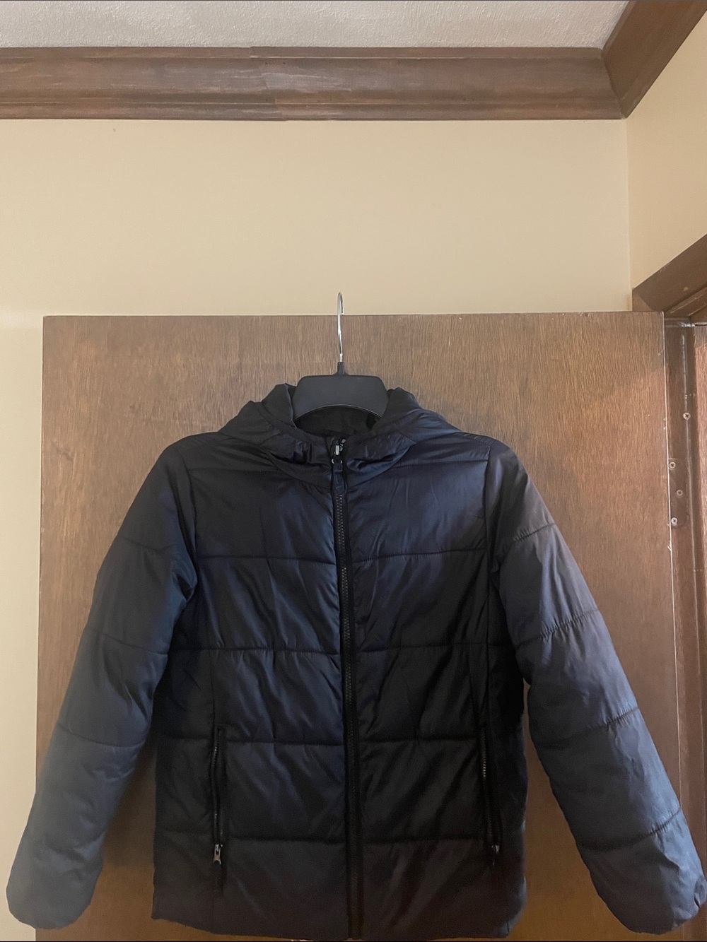 Kids' Black Hooded Puffer Jacket - Lightweight Warmth